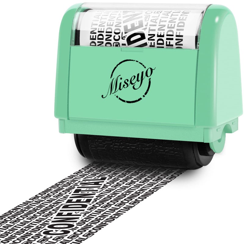 Miseyo Wide Roller Stamp Identity Theft Stamp 1.5 Inch Perfect for Privacy Protection - Mint Green - Image 1